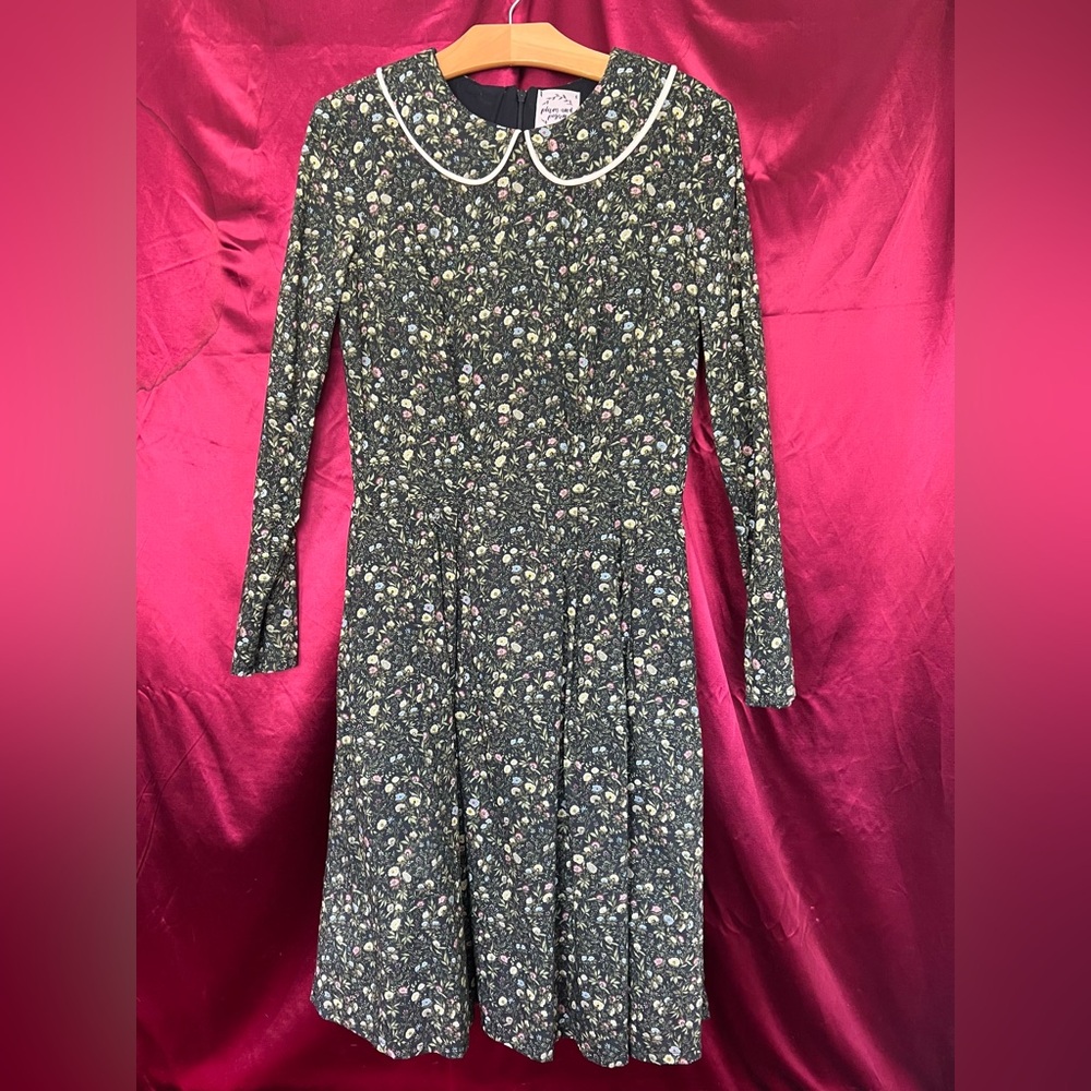 Floral Peter Pan Collar Midi Dress - Green